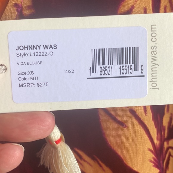 Johnny Was NWT Vida Floral Burnout Velvet Long Sleeve Vneck Silk Rayon Blouse - Picture 13 of 15